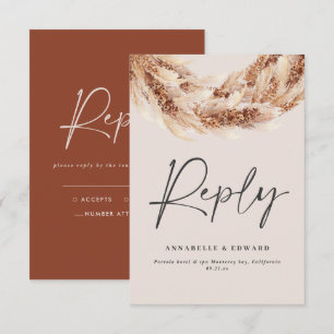 Cartons Réponse Pampas rustique en terre cuite moderne mariage d'h