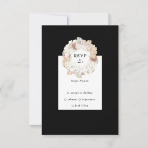 Cartons Réponse Pampas Wreath Onyx Black Premium élégant Monogramm
