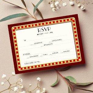 Cartons Réponse Panneau Mariage Retro Cinema Movie Theatre Marquee
