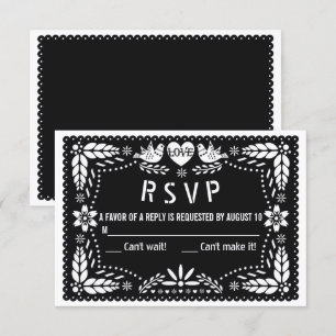 Cartons Réponse Pape noir picado inséparables et fleurs mariage