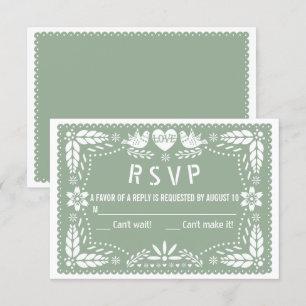 Cartons Réponse Pape vert Sage picado inséparables fleurs mariage