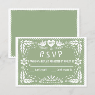 Cartons Réponse Pape vert Sage picado inséparables fleurs mariage