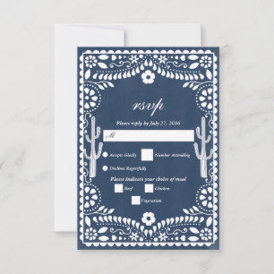 Cartons Réponse Papel Picado Mariage Mexicain Mariage Rustique Bl
