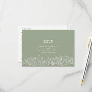 Cartons Réponse Papillons aux fleurs printanières art mariage vert