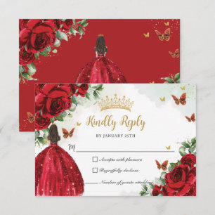Cartons Réponse Papillons floraux rouges Robe princière Quinceañer