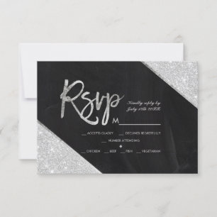 Cartons Réponse Parties scintillant argenté script tableau noir ma