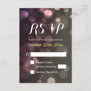 Cartons Réponse Parties scintillant Bokeh Sparkle Mariage Fête des