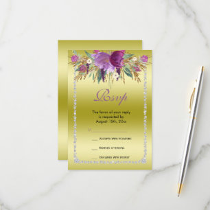 Cartons Réponse Parties scintillant Diamond Classy Fleurs d'aquare