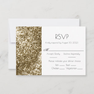 Cartons Réponse Parties scintillant d'or mariage élégant