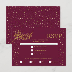 Cartons Réponse Parties scintillant d'or pin confetti burgundy mar