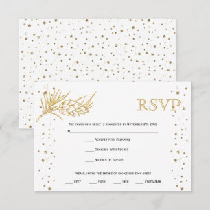 Cartons Réponse Parties scintillant d'or pin et confetti mariage d