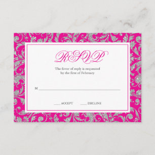 Cartons Réponse Parties scintillant en argent rose chaud Swirl Dam