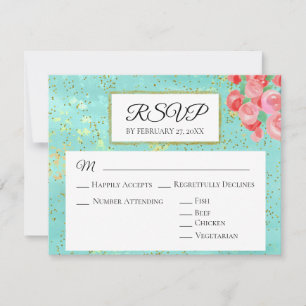 Cartons Réponse *~* Parties scintillant Floral moderne Mariage Abs