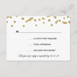 Cartons Réponse Parties scintillant Gold Faux Confetti Mariage Noi