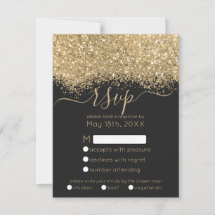Cartons Réponse Parties scintillant Noire Luxe Moderne Noir Confe