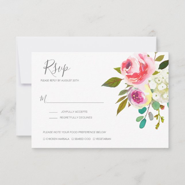 Cartons Réponse Pastel Blooms Imaginaire Floral Mariage (Devant)