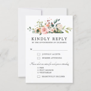 Cartons Réponse Pastel Pink Blush Rose Floral Mariage botanique
