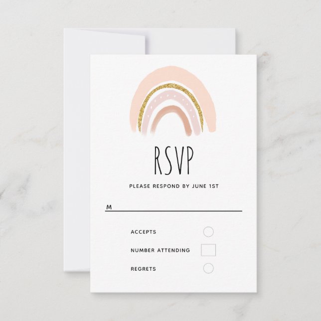Cartons Réponse Pastel Pink & Faux Parties scintillant Boho Arc-en (Devant)