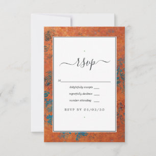 Cartons Réponse Patina en cuivre de Grunge et Mariage Turquoise