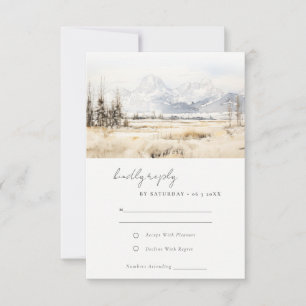 Cartons Réponse Paysage aquarelle de mariage à Jackson Hole Wyomin
