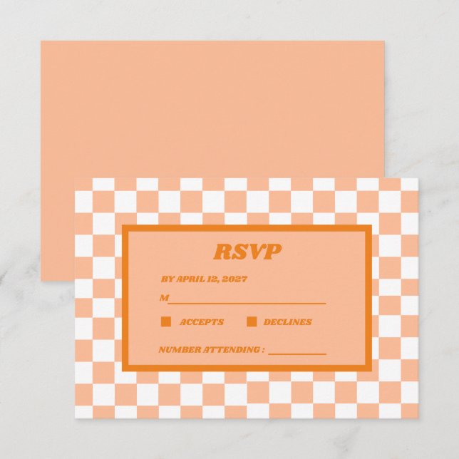Cartons Réponse Peach Fuzz Orange À damiers En vichy Motif (Devant / Derrière)