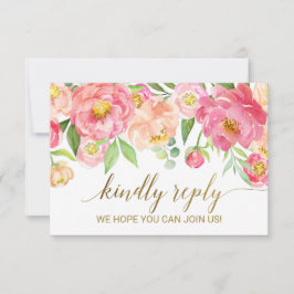 Cartons Réponse Peach & Pink Peony Flowers Chanson Demande de chan