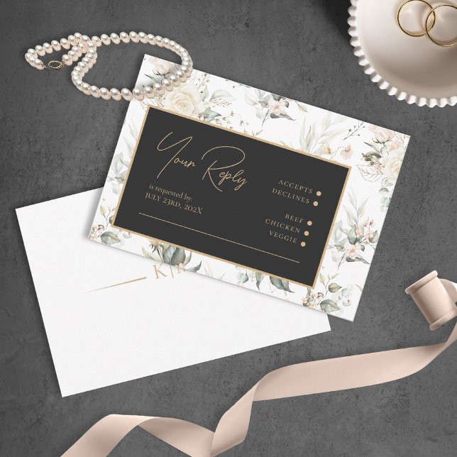 Cartons Réponse Pearl Blush Floral Elegance Motif Ebony ID989 (Créateur téléchargé)