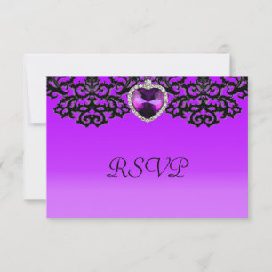 Cartons Réponse Pendentif de coeur orné de couleur violette et noi