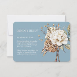 Cartons Réponse Peony et Hydrangea Mariage bleu Poudre