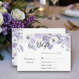 Cartons Réponse Personalized Violet Purple Flowers Wedding