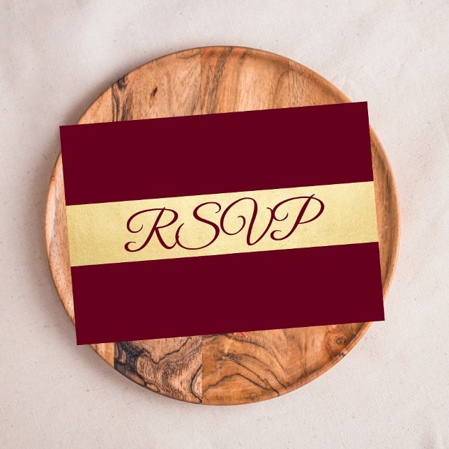 Cartons Réponse Personnalisé Elegant Automne Bourgogne Mariage RSV (Créateur téléchargé)