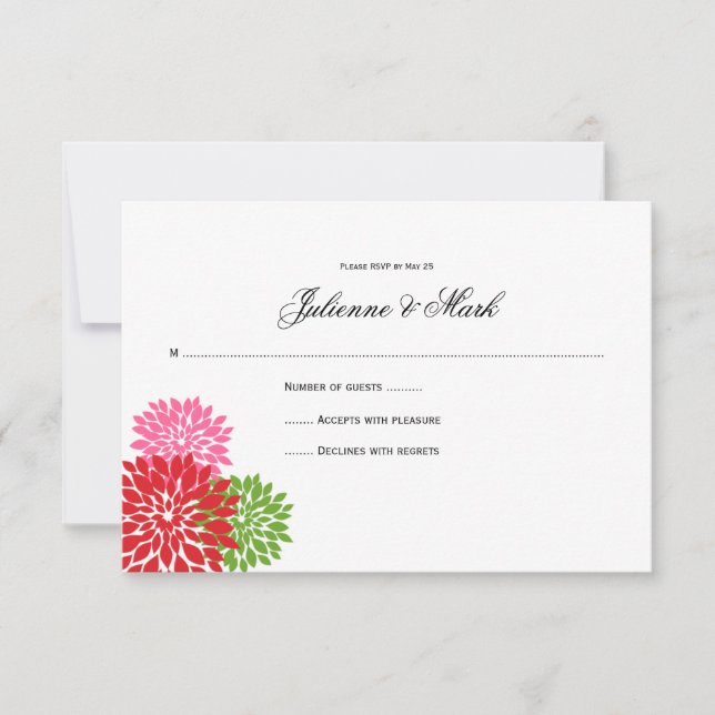 Cartons Réponse Pétales de fleurs rose foncé et rose clair vert li (Devant)