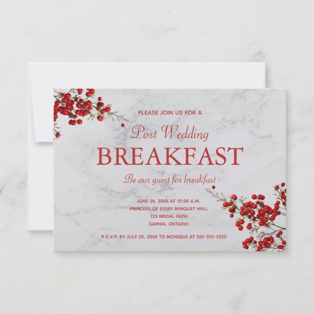 Cartons Réponse Petit-déjeuner de marbre gris aux baies rouges mod (Devant)