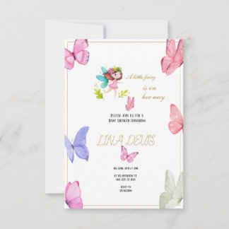 Cartons Réponse Petite fée baby shower papillon invatation