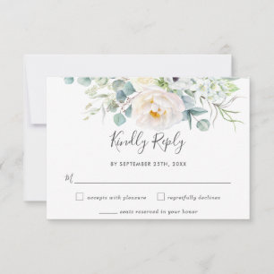 Cartons Réponse Pierres blanches Rustiques Peony Floral Greenery M