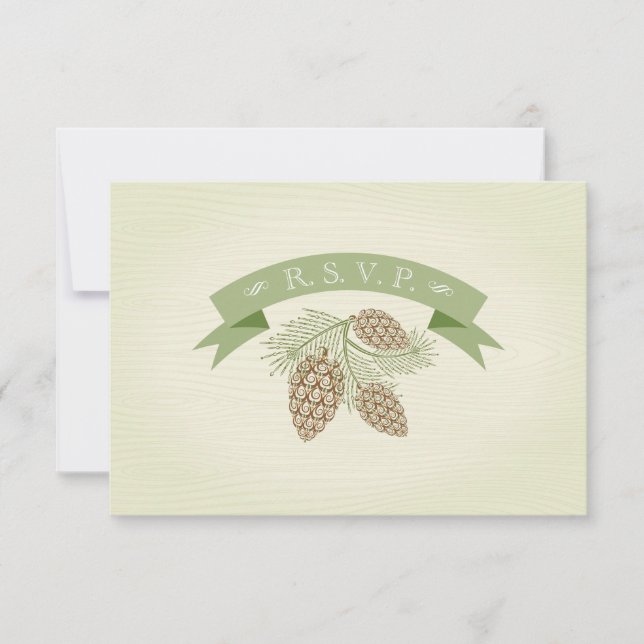 Cartons Réponse Pine Cones Mariage R.S.V.P. (Devant)