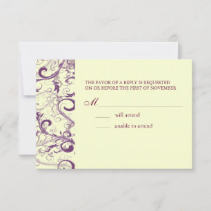 Cartons Réponse PixDezines GRANDS SWIRLS PLUM RSVP+SWIRLS VANILLA
