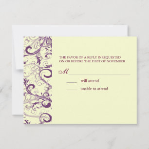 Cartons Réponse PixDezines LARGE RSVP, PLUM SWIRLS/do-it-yourself 