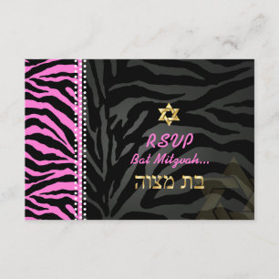 Cartons Réponse PixDezines rose Zèbre Bat mitzvah RSVP/do-it-yours
