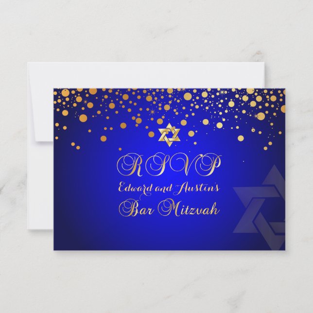 Cartons Réponse PixDezines RSVP, BAR MITZVAH+GOLD CONFETTI (Devant)