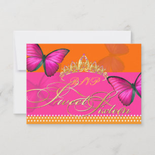 Cartons Réponse PixDezines rsvp/Papillon/fuschia, sucré 16