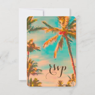 Cartons Réponse Plage hawaïenne vintage de PixDezines rsvp/cobalt