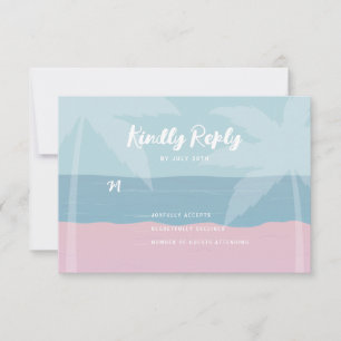 Cartons Réponse Plage rose bleu tropical Palm Trees Bat mitzvah