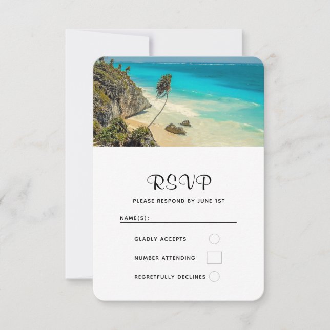 Cartons Réponse Plage tropicale avec Mariage de palmiers balayés p (Devant)