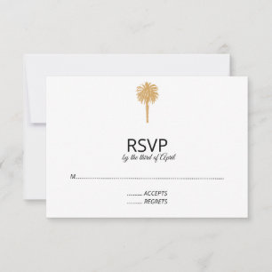 Cartons Réponse Plage tropicale Gold Palm Tree Destination Mariage