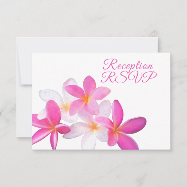 Cartons Réponse Plage tropicale Plumeria rose Réception florale RS (Devant)