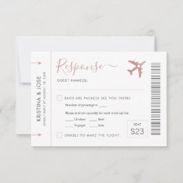 Cartons Réponse Plan d'embarquement Billet Pink Travel Thème