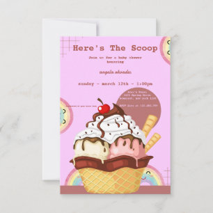 Cartons Réponse Playful Pink Ice Cream baby shower invatation