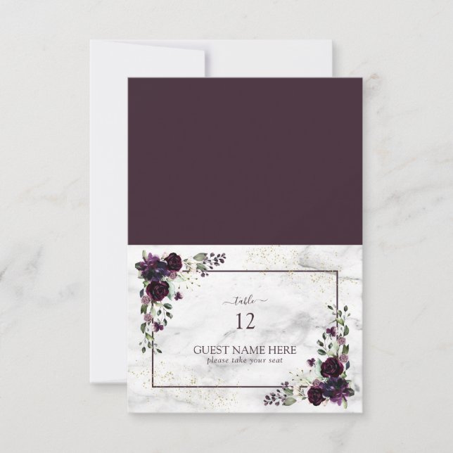 Cartons Réponse Plum Purple Gold Floral Place Card (Devant)