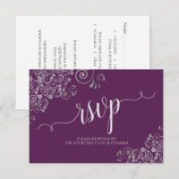 Plum violet & Argent Élégant Mariage de calligraph